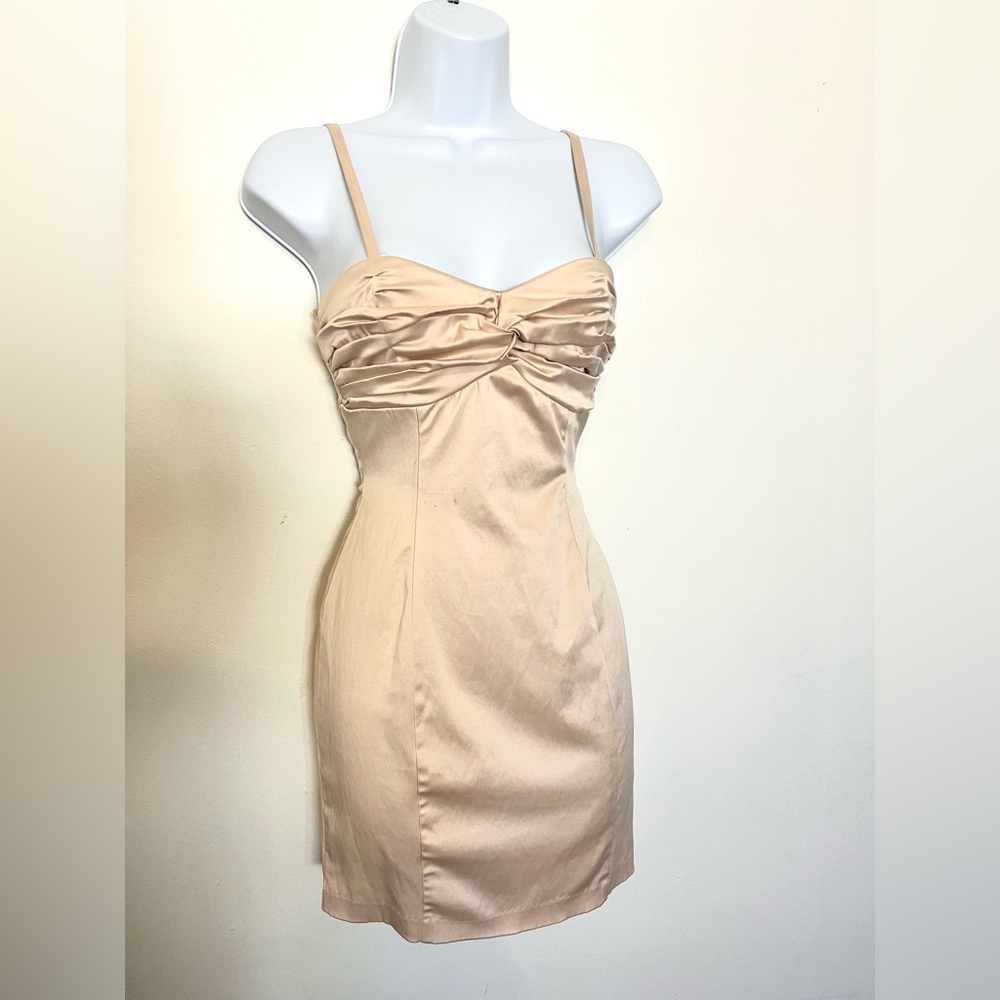Light gold thick satin mini dress